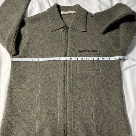 Vintage André Christian 100% Wool Zip Up Sweater Green Size Medium - Picture 9 of 10